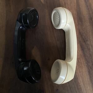 2 Vintage Western Electric Black Tan Beige Phone Telephone Handset Only *Read*